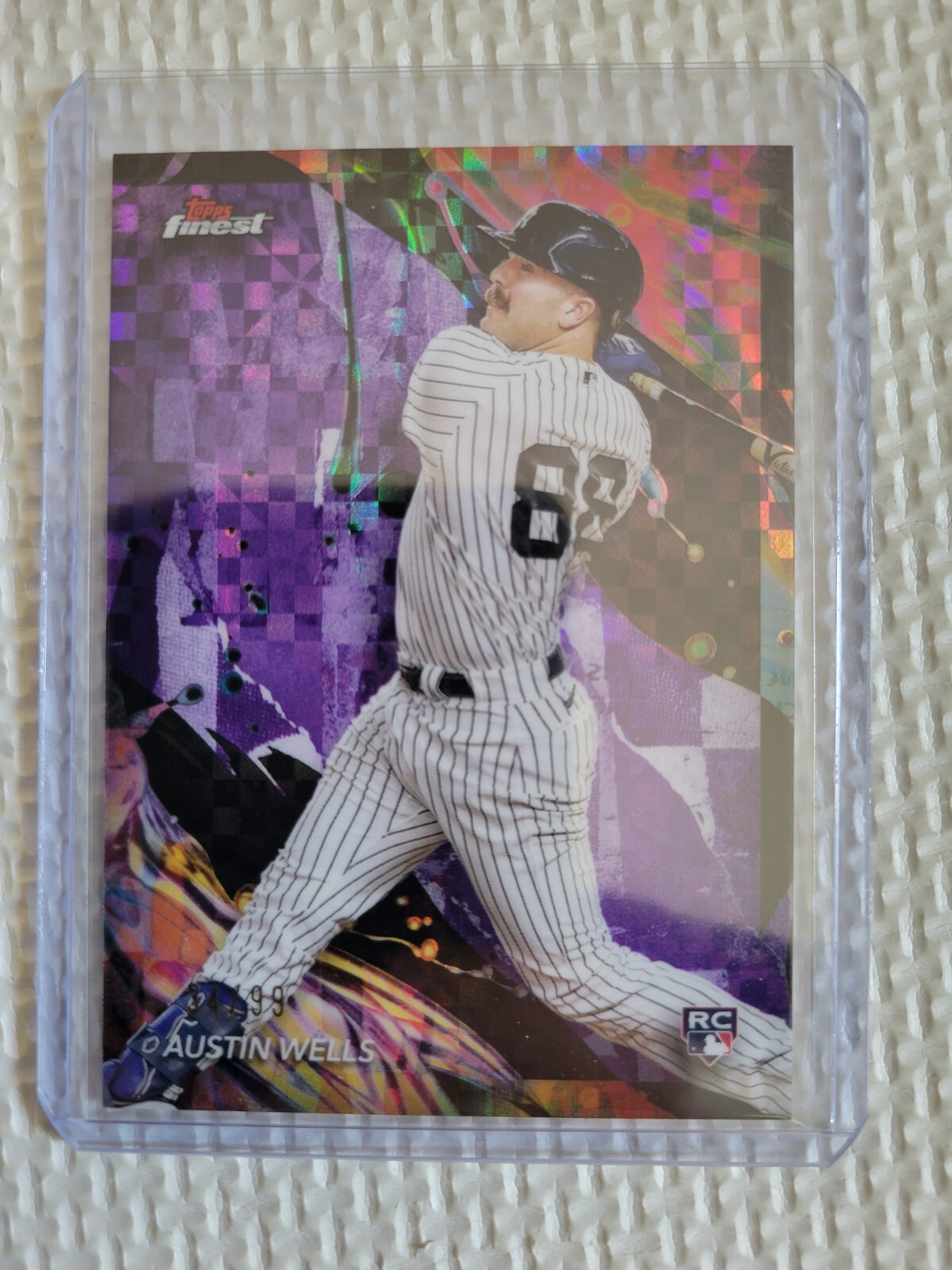 2024 Topps Finest Austin Wells Rookie Uncommon #116 Purple Checkerboard #34/99