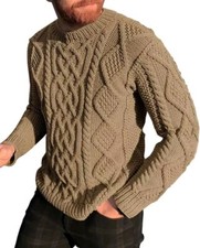Men's Slim Fit Crewneck Pullover Sweater Winter Casual Chunky Cable XXL