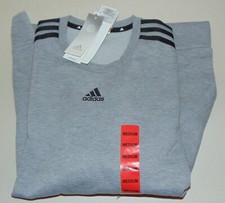Adidas Men's Sweatshirt Gray Pullover Modern Fit Casual Medium Sleeve Stripes