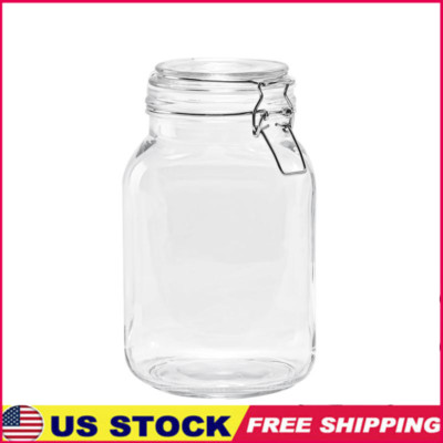 Airtight Glass Storage Jar W/ Lock Lid Coffee Beans Cereal Spices Snacks New