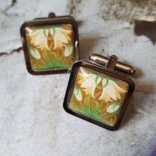 Unique CANTERBURY BELLS CUFFLINKS wedding ART NOUVEAU groom VINTAGE victorian
