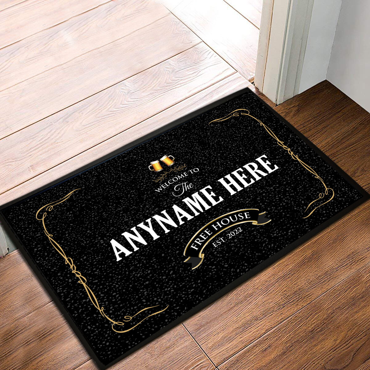 Personalised Bar door mat Gold & Black Laurel 60 x 40 cm eBay