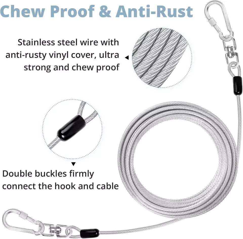 Cable de amarre para perros Jenico: correa de cadena de 15 pies para patio de alta resistencia 500 libras Foto 3 de 4