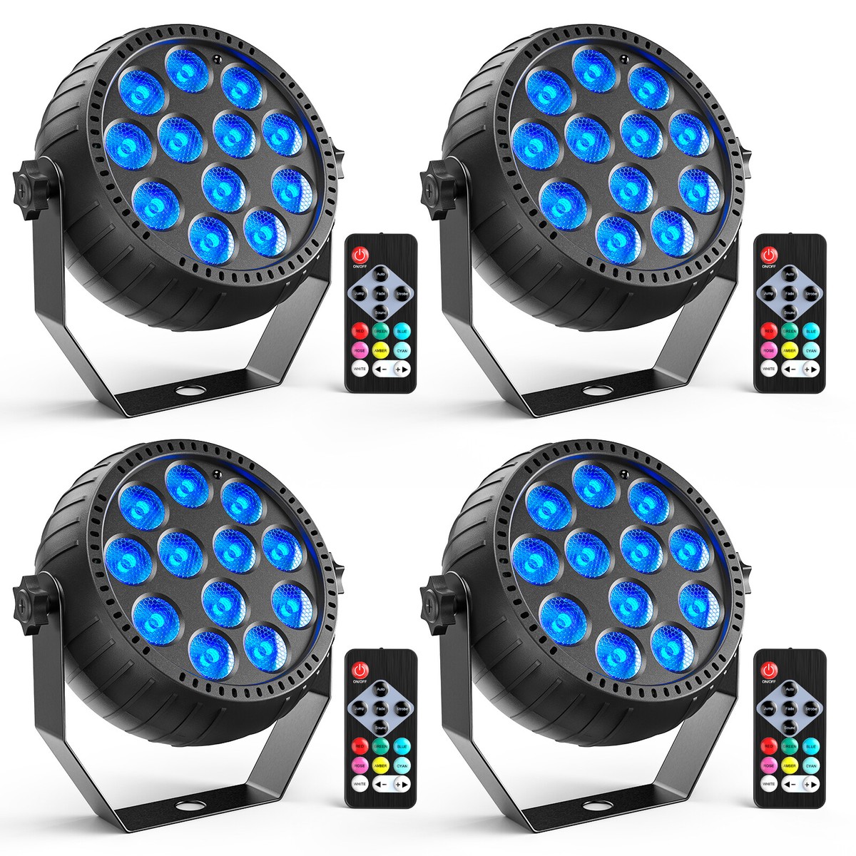 LED Par Strahler Set – 4 Stück, 18x1W RGB, DMX & Soundaktiviert, Mit Fernbedienung Für Disco & Party