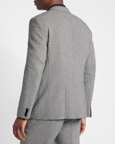 NEW EXPRESS $278 BLACK & WHITE SLIM LINEN BLAZER SUIT JACKET SZ 42S - Picture 3 of 6