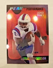 Carlos Henderson RC 2017 Sage Hit Peak Performance Auto 06/25 Bills LA Tech B1
