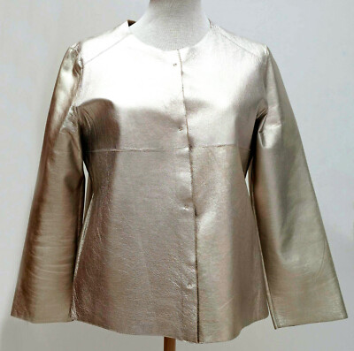 Lamb nappa leather jacket gold Marc Cain 34 36 leather blazer featherweight w. new NP400  
