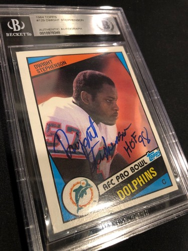 Dwight Stephenson HOF ROOKIE Signed Auto 1984 Topps Card #129 ~ Beckett BAS - Picture 2 of 5