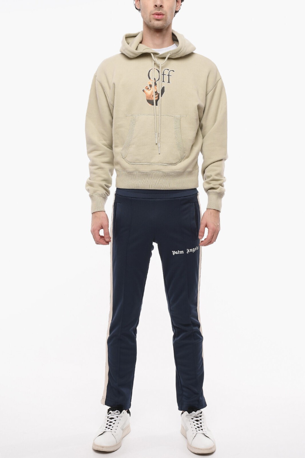 Off-White Beige Caravaggio Hand Off Logo Oversized Hoodie | Size S FW21 RRP $685 image 3