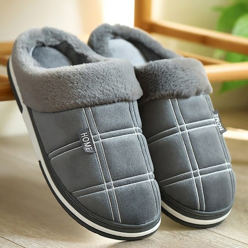 Men Fur Slippers Winter Warm Cozy 