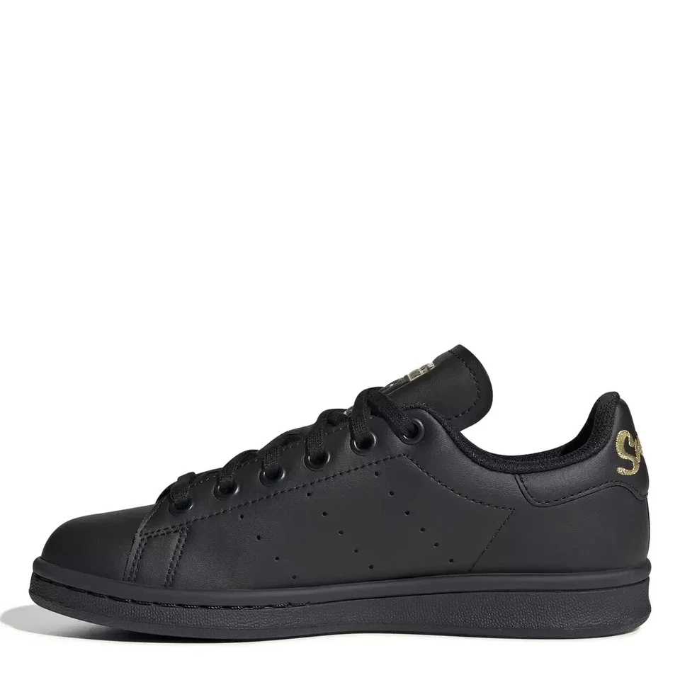 Adidas Stan Smith Juniors/Womens  Leather Trainers - All Sizes - Black/Gold  NEW - Image 2 of 4