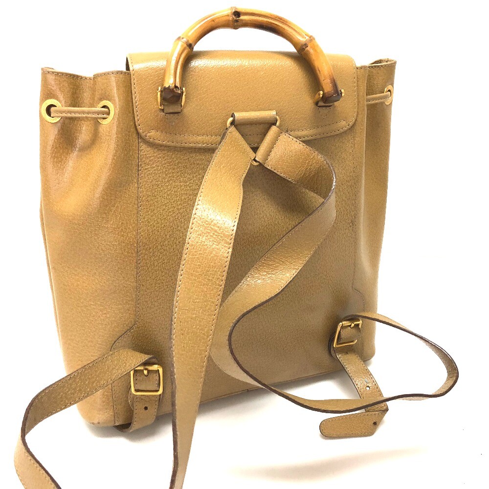 GUCCI Bamboo Backpack Leather Beige Gold 003 1998 0016 Auth GUCCI Bamboo Backpack Leather Beige Gold 003 1998 0016 Auth  main image 4