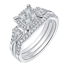 Infinity Rings for Women Engagement Wedding Ring Sets Solid Sterling Silver CZ