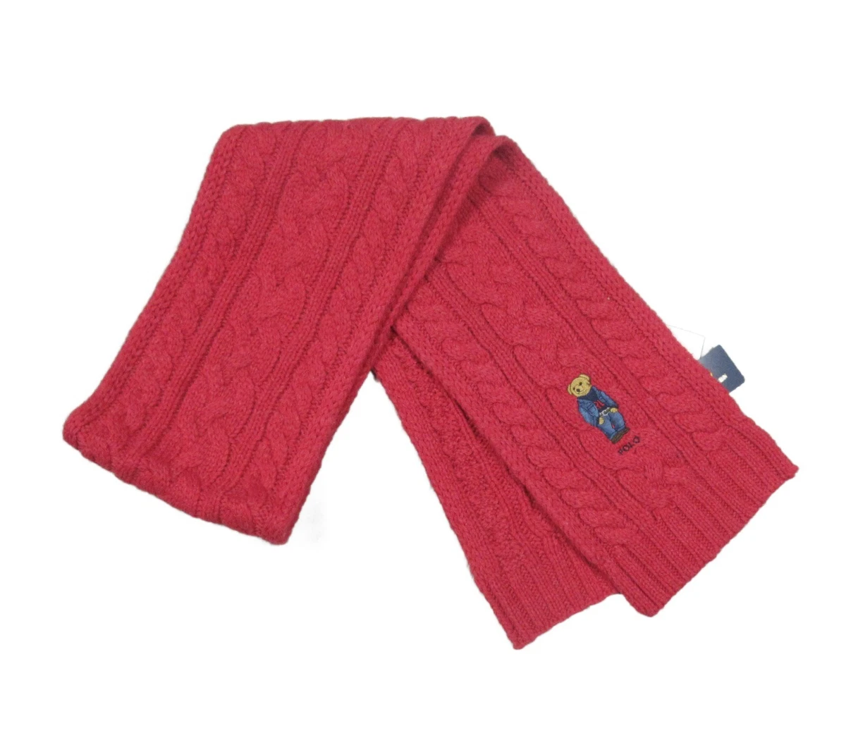 Polo Ralph Lauren Flame Heat Washed Red Polo Bear Chunky Knit Wool