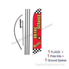 Quality Brake Service 15' Feather Banner Swooper Flag Kit with pole+spike
