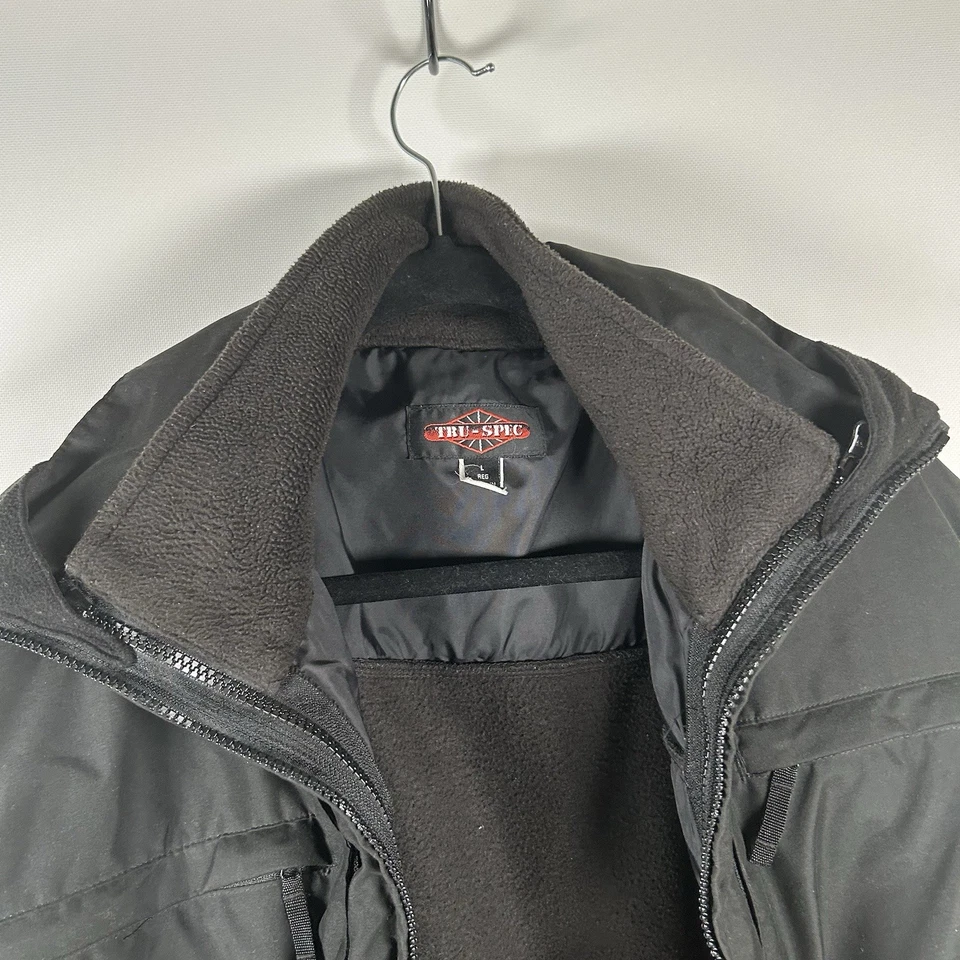 Tru-Spec Tactical Jacket Mens Large Black Removable Fleece Liner Cold Weather - Image 2 of 4