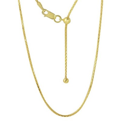 1mm Gold Plated Adjustable Franco Chain with Bead From ITALY