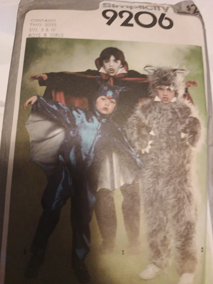 Simplicity 9206 1979 Vintage Halloween Costume Sewing Patterns Kids Sz 8-10 DIY - Image 2 of 4