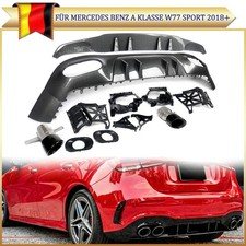 Carbon Look Heckdiffusor mit Endrohren Für Benz A Klasse W177 A45 Stil 2018-2024