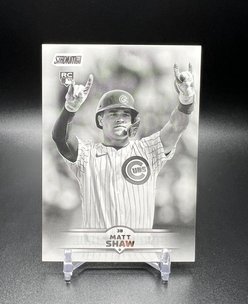 2025 Topps Stadium Club MATT SHAW RC ROOKIE Black And White #65 Chicago Cubs
