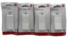 4 Pk GE Paddle Rocker Switch Single Pole On/O...