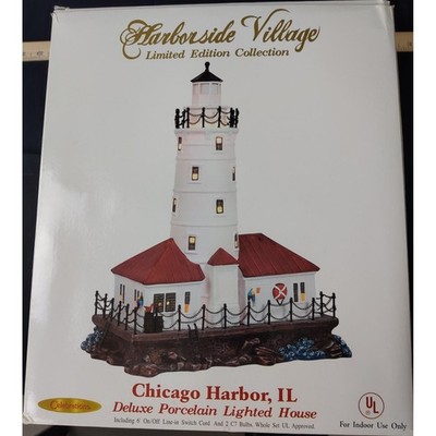 Harborside Village Chicago Harbor IL  Lighthouse Lighted Porcelain O'Well Works