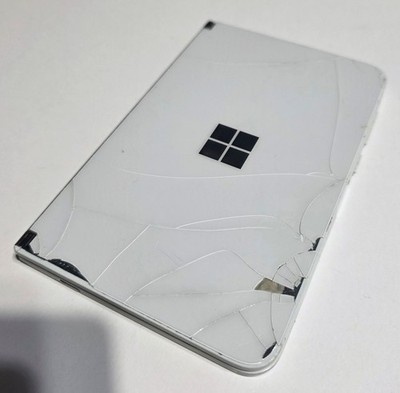 White Microsoft Surface Duo 128GB Android Phone - Works but has EXTERNAL CRACKS