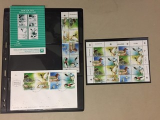 Israel BIRDS 2X fdc one with SS 1X SS 1X block of 8 1X set 2X advertise books