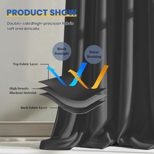 Image of 2pcs Premium Blackout Pencil Pleat Curtains Heavy Duty Thermal Insulated Drapes