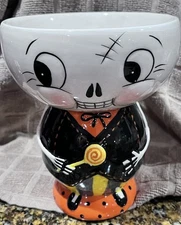 Johanna Parker Transpac Halloween Skeleton Candy Bowl 7" Tall,So Cute,Retro Look
