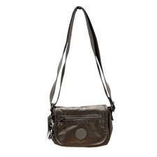 Kipling Metallic Pewter Nylon Crossbody Bag with Monkey Keychain NWT