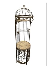 Vintage circular wrought iron kitchen stand - domed cage- wine rack - seat C1930