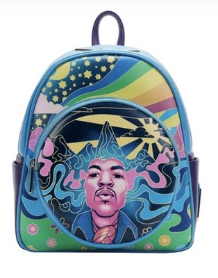 Loungefly Jimi Hendrix Psychedelic Floral Faux Leather Mini Backpack Zip