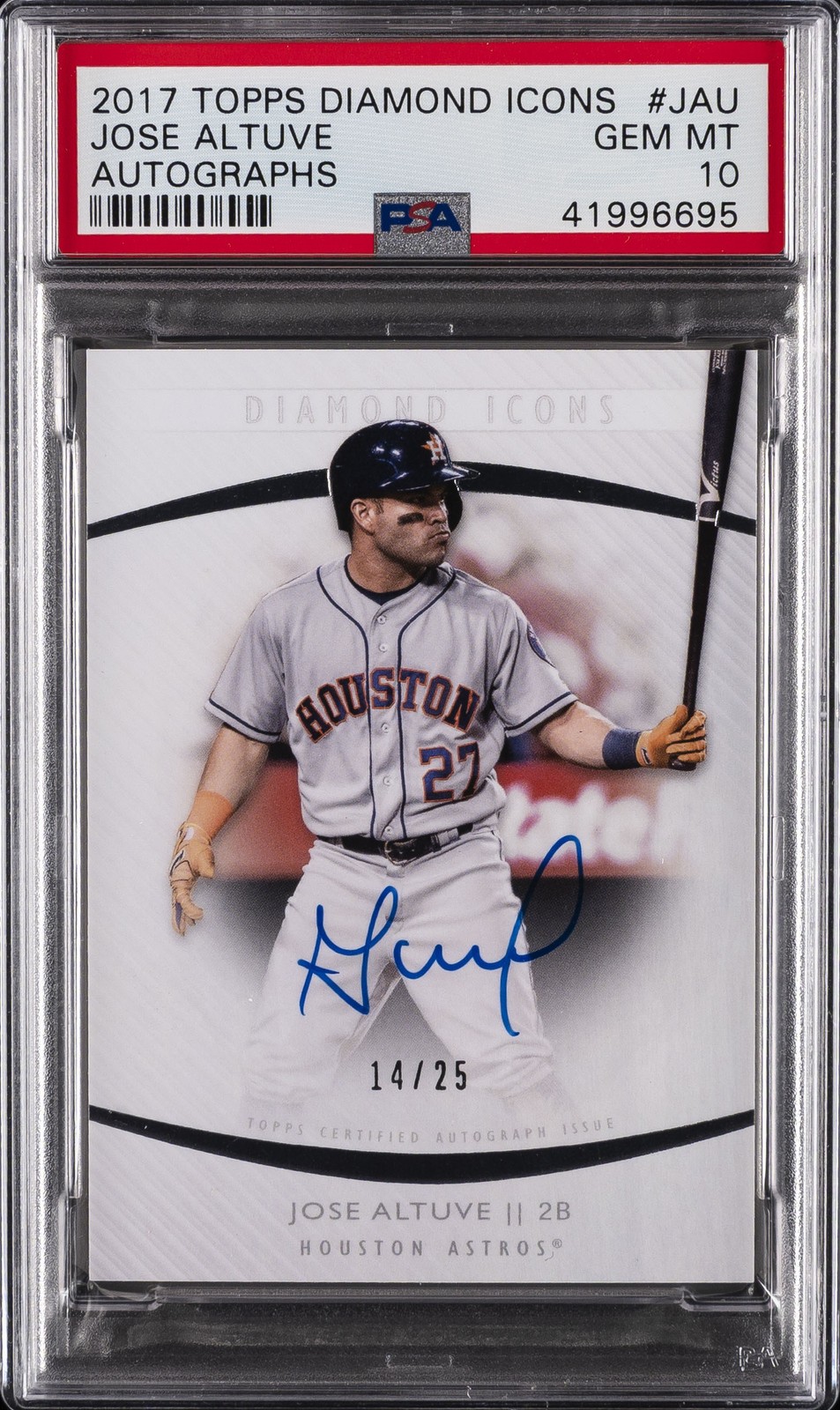 2017 TOPPS DIAMOND ICONS AUTO #JAU JOSE ALTUVE PSA 10 AUTO