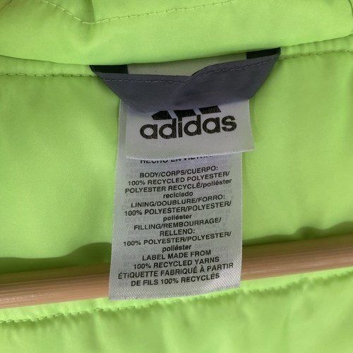 Adidas Boy's Puffer Jacket Hooded Gray Black Green Colorblock Youth M (10-12) - Picture 13 of 16