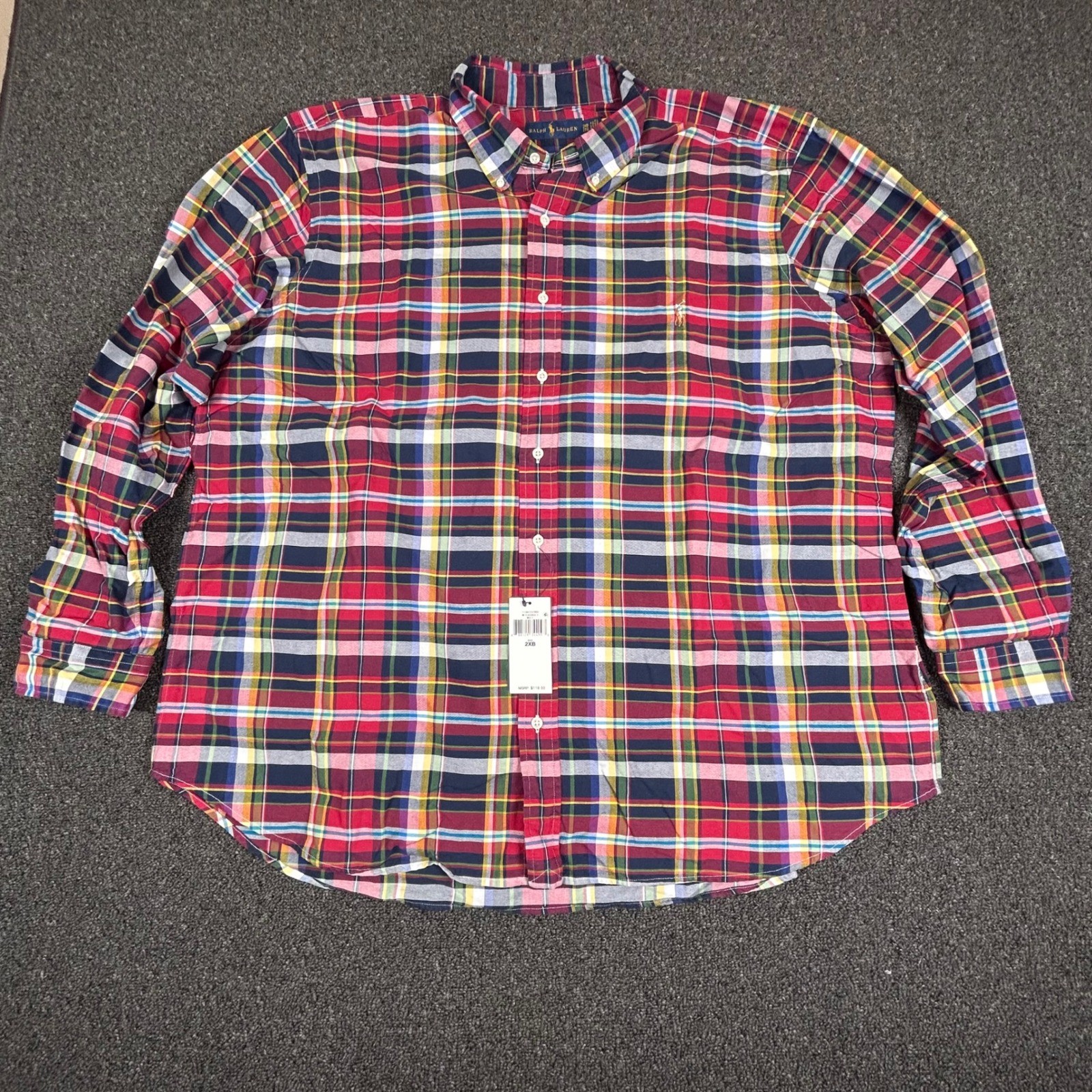Ralph Lauren Plaid Shirt Button Down Long Sleeve Cotton Casual Mens 2XB thumbnail 2