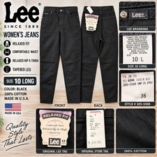 Lee Vintage Womens Black Relaxed Fit Tapered Leg Jeans 10 Long 305-5508 USA Made