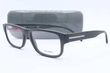 New Prada VPR 23R TKM-1O1 Matte Black Square Eyeglasses Clear Lenses 54mm