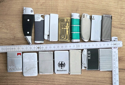 15x Vintage Feuerzeuge Konvolut   inkl Zippo Laguiole Krone EMBE Sarome Rowenta