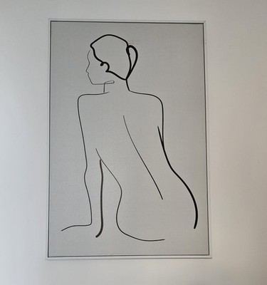 LEINWAND Wandbild gerahmtes Bild Linie Dame Frau Silhouette Figur NEU
