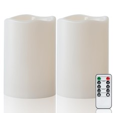 2 Pack 6" x 4" Outdoor Plastic Electric flameless Candles with Remote Control...