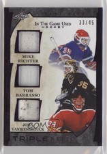 2022 Leaf ITG Used Game Triple Relics Purple 33/45 Mike Richter Tom Barrasso 1o3