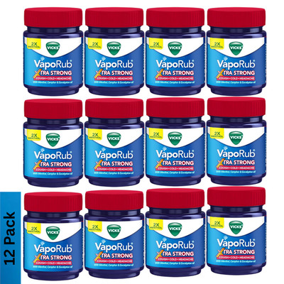 Vicks VapoRub Xtra Strong 1.76oz / 50ml Menthol Blend Fast Relief Pack of 12