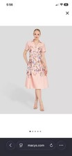 Nwt Tahari Women’s Short Sleeve Belted Midi Dress Size 12 ASL $195