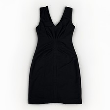 Express Bodycon Dress Womens 4 Black Gathered V-Neck Stretch Lined Back Zip