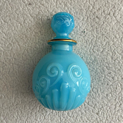 Avon Blue Glass Perfume Bottle with Stopper Light Blue Glass Bottle