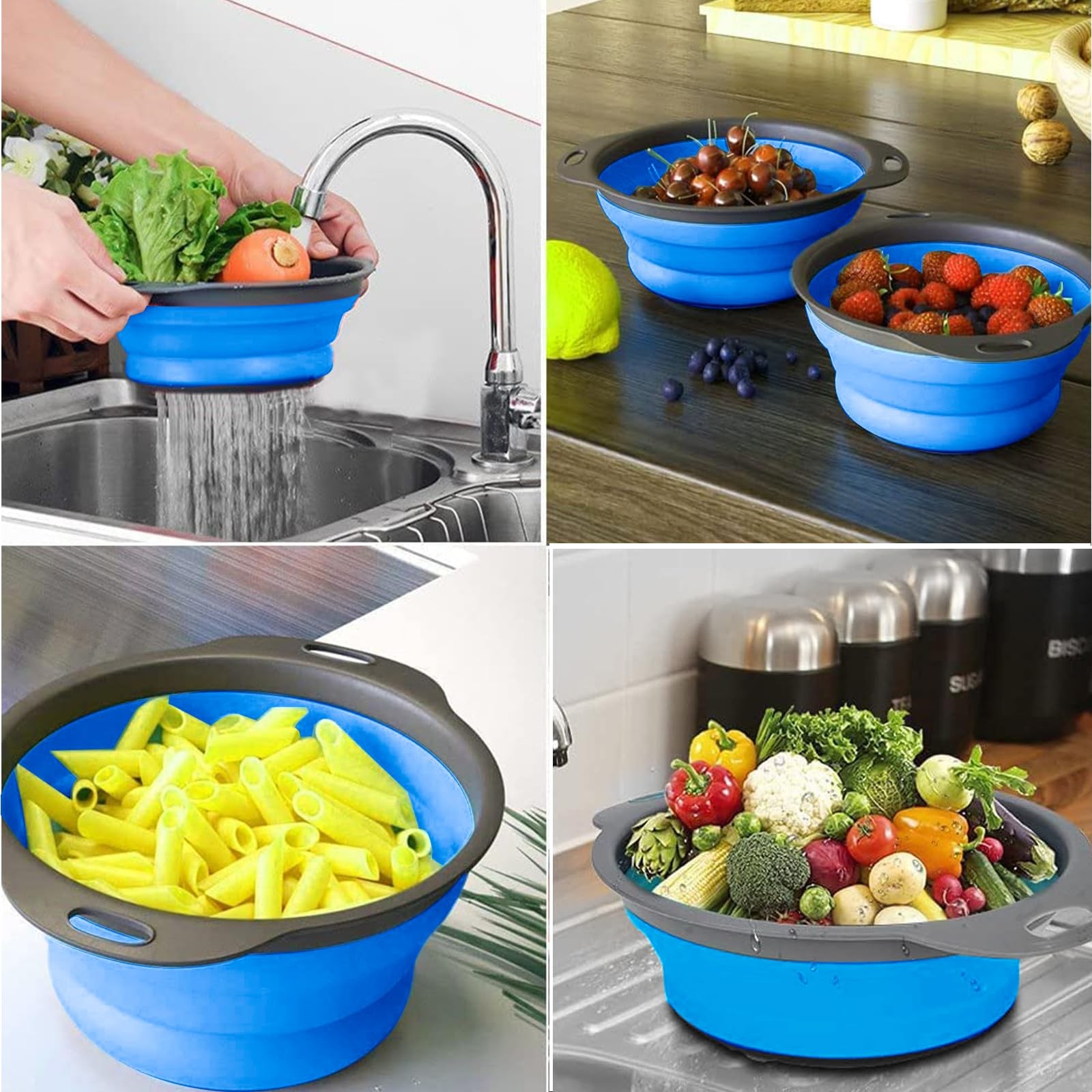 Collapsible Colander Set of 2 PCS Collapsible Strainer Space-Saving Kitchen F