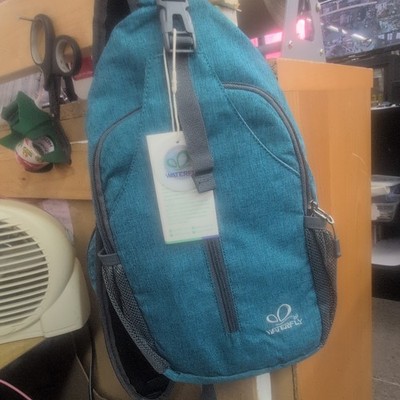 WATERFLY Blue Sling Backpack 10L 3-Pocket Mesh, Fits 10'' Tablet, New Tags