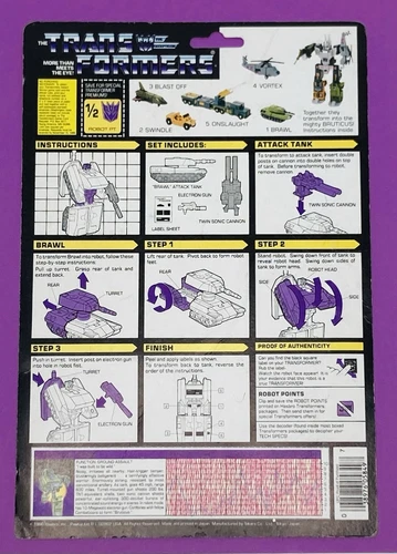 Transformers G1  Vintage 1986 Brawl Tech Spec On Full Card