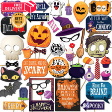 Halloween Photo Booth Props - 41-pc Kit With 8 x 8 x 10-Inch, Assorted